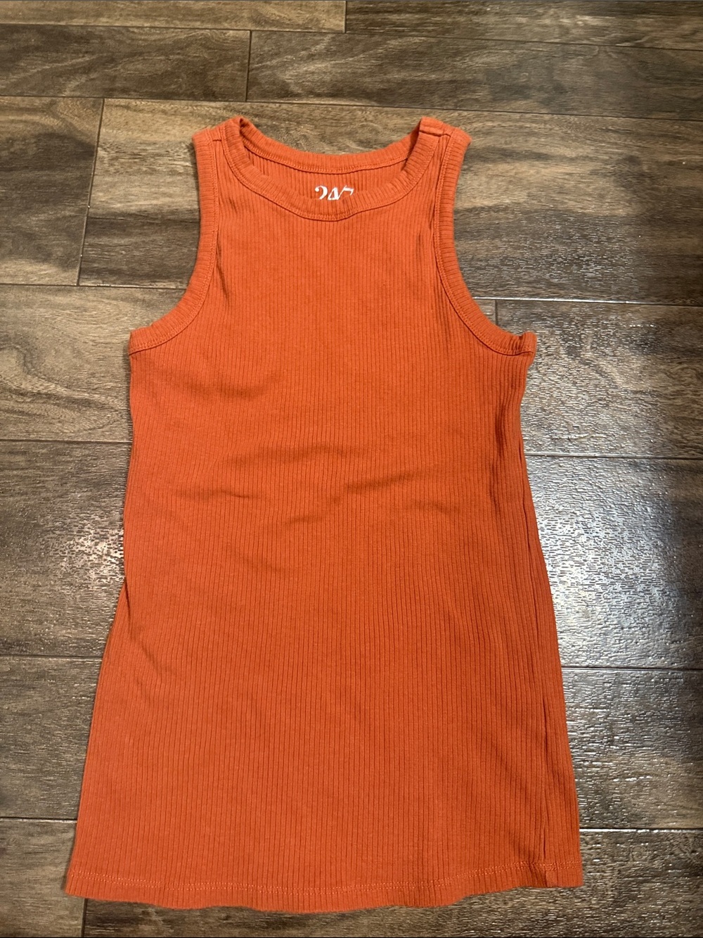 Sleeveless Ribbed Tank Dress in Burnt Orange
